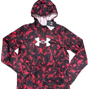Under Armour Logo Red Camo Pullover Hoodie Lightweight Boys Youth Size XL NWT